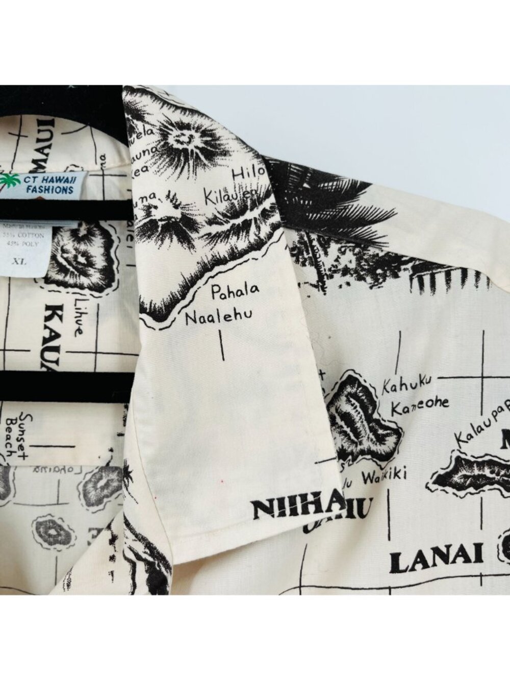 Hawiian Island Button Down Mens Short Sleeve Shirt Size XL Map - Picture 6 of 12